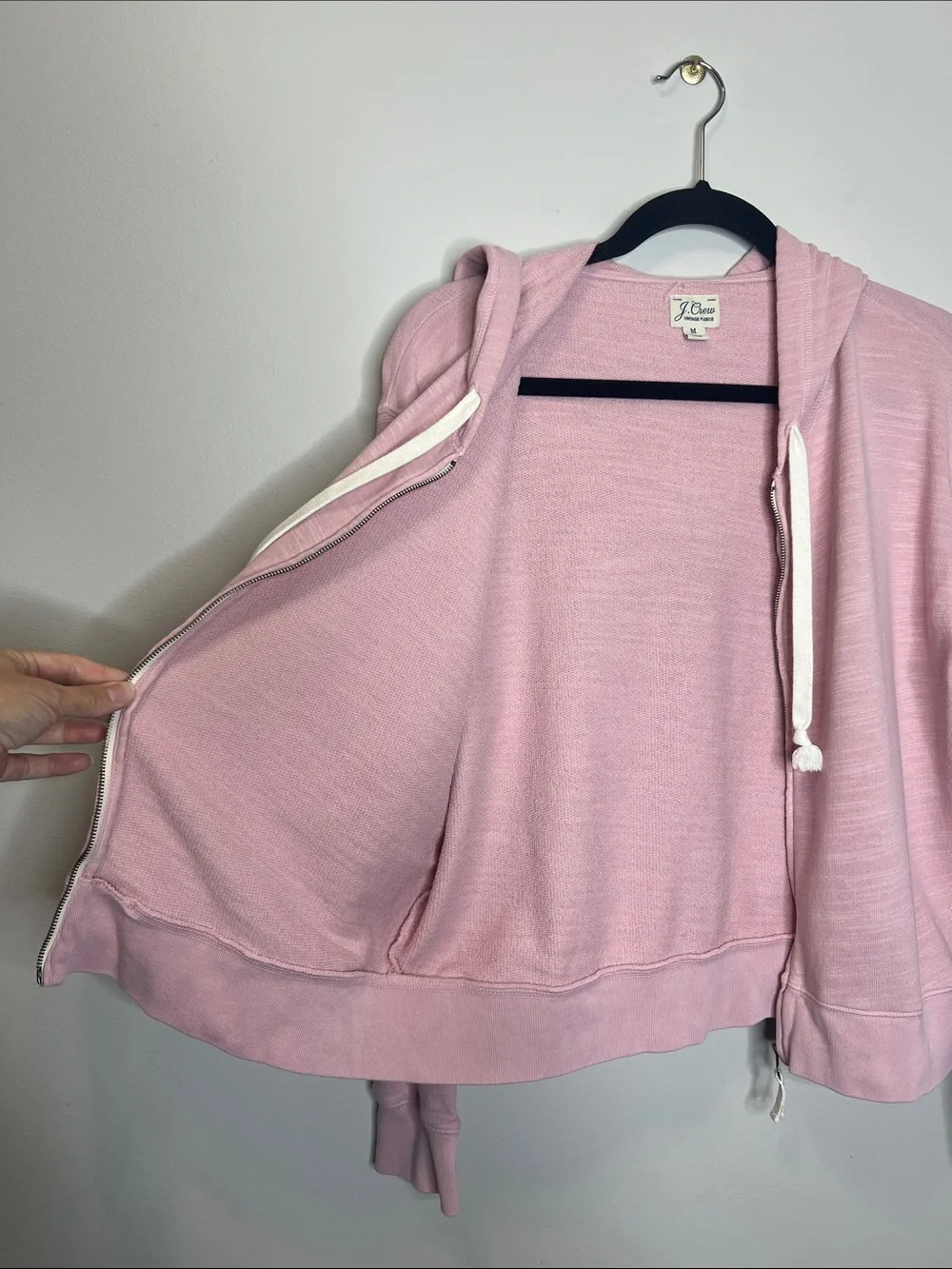 J. Crew Cropped Full Zip hoodie in vintage cotton Terry size Medium
